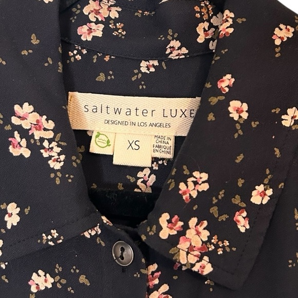 SaltWater LUXE Women's Black Floral Button Down Long Sleeve Midi Dress- Size XS - Picture 7 of 10